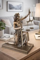 Justitia bronzefigur med elegant bronzefinish